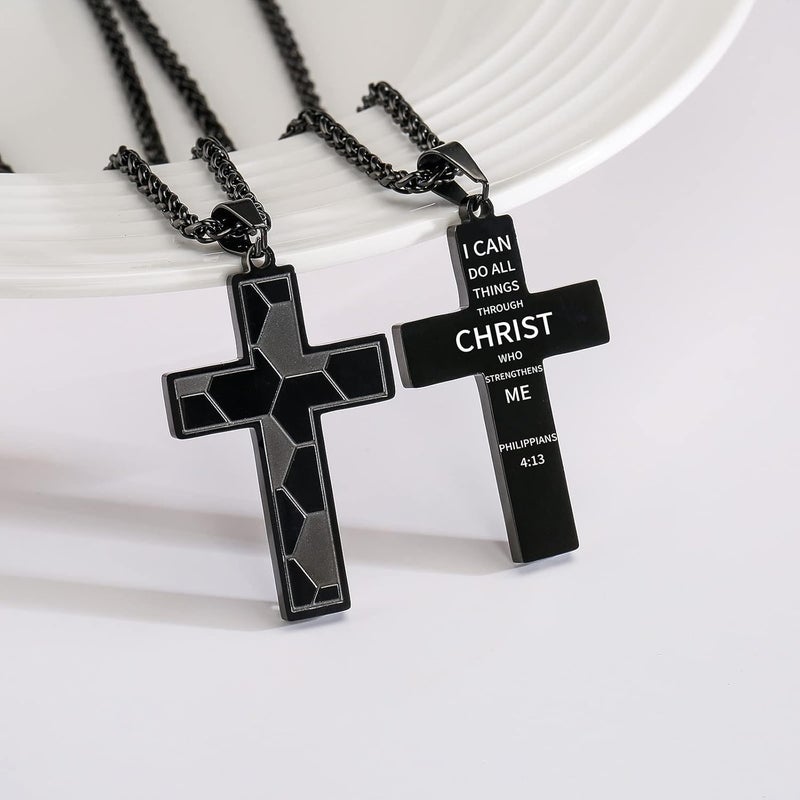 GLITTO Store Soccer Cross Necklace for Boys Men Stainless Steel Bible Verse Pendant with20+2 Inch First Communion Baptism Religious Sports Jewelry Gift - Image 3